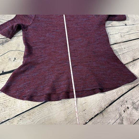 LOFT Maroon Short Sleeve Peplum Top - Picture 5 of 8